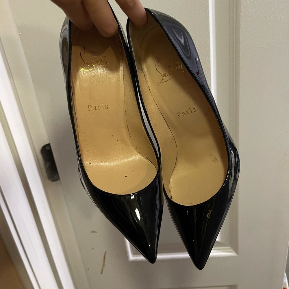 Christian Louboutin Pigalle Follies 100 Patent Leather Pumps Black Size 38